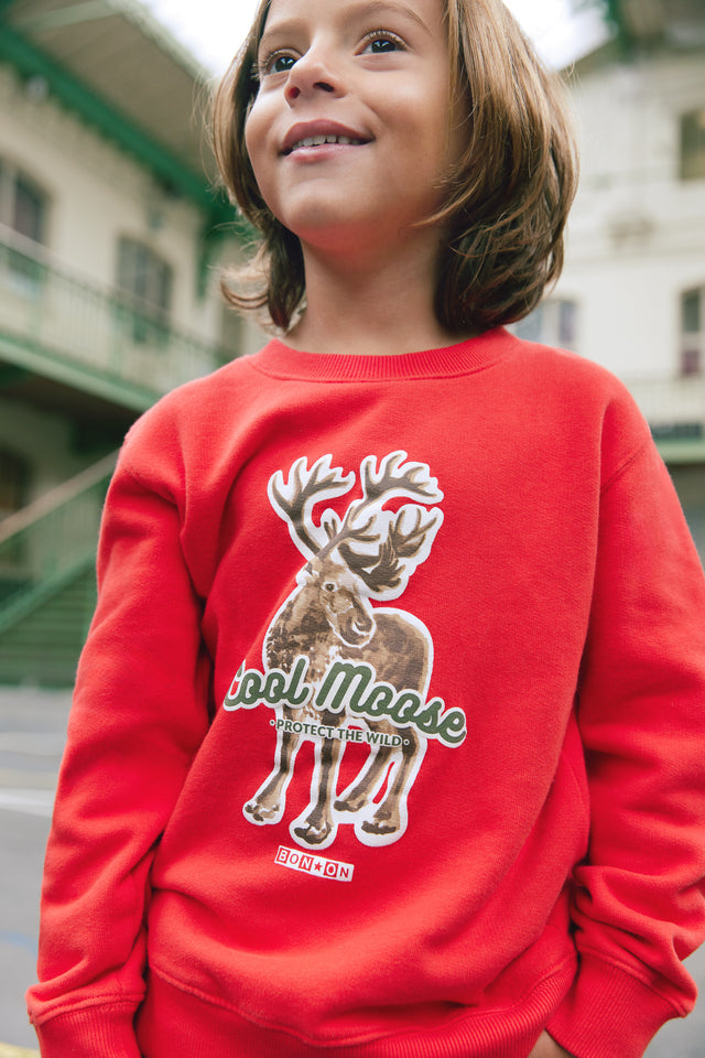 Sweatshirt - Smile Red Illustration "Cool Moose" - Image principale