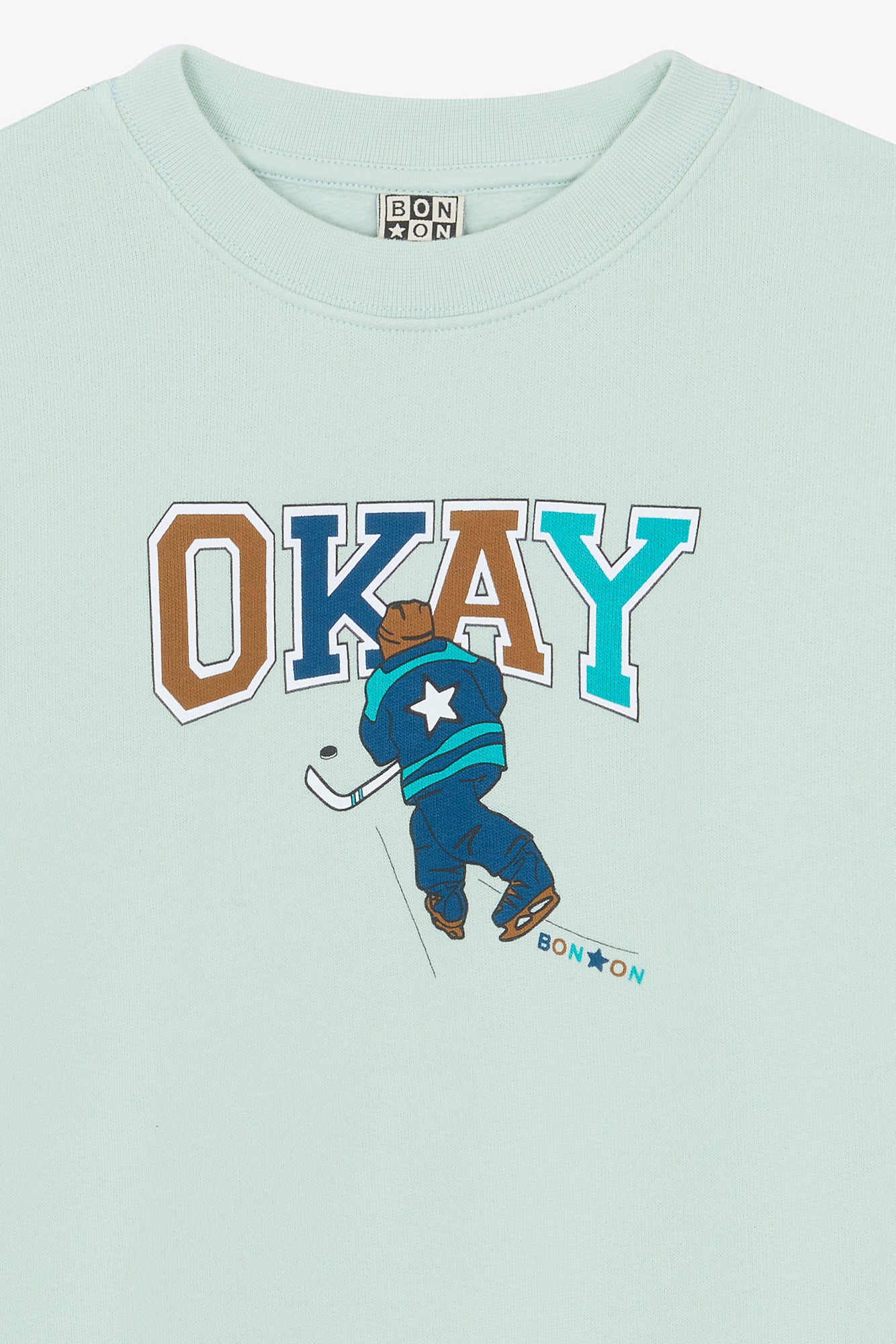 Sweatshirt - Smile light blue illustration "Okay"