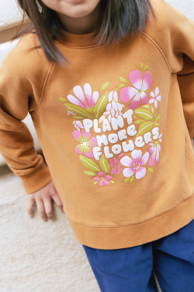 Sweatshirt - Sandy Brown Illustration flowery - Image principale