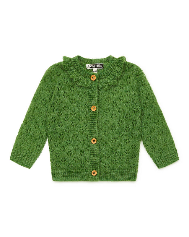 Cardigan - Green corolla Baby knitted - Image principale