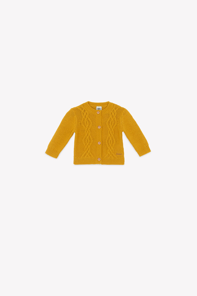 Cardigan  - Bernard in twisted yellow knitting - Image principale