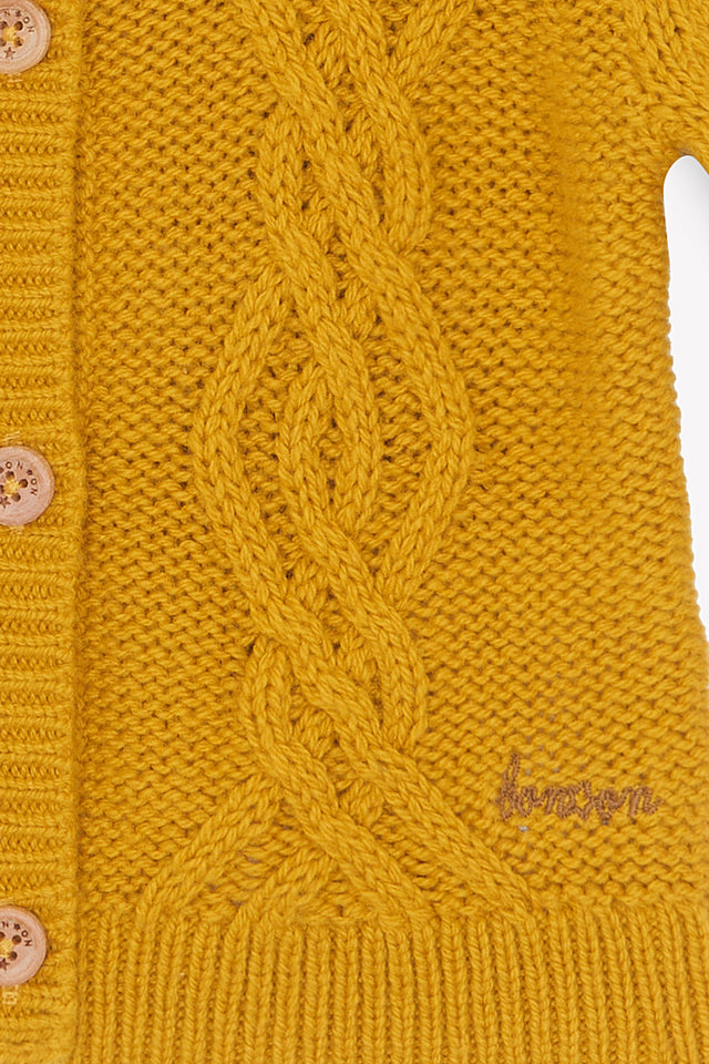 Cardigan  - Bernard en tricot torsadé jaune - Image alternative