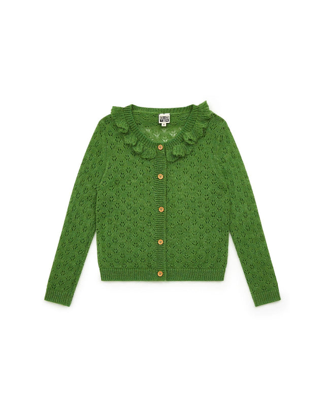 Cardigan - Green corolla in openwork knitting - Image principale