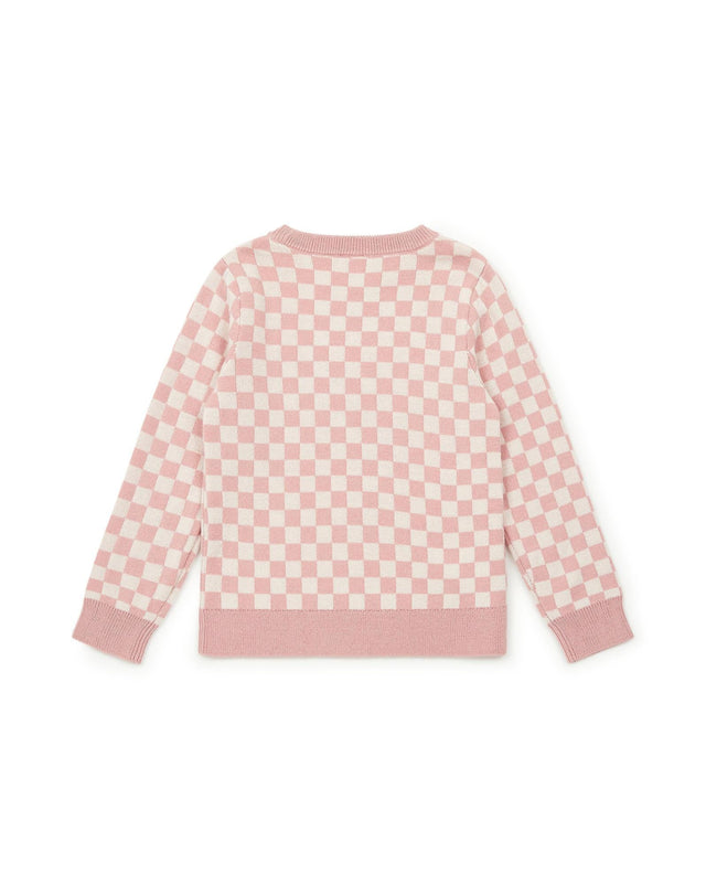 Sweater - Pink jacquard checkerboard - Image alternative