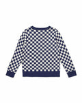 Sweater - Blue checkerboard in jacquard knitting