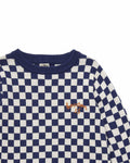 Sweater - Blue checkerboard in jacquard knitting