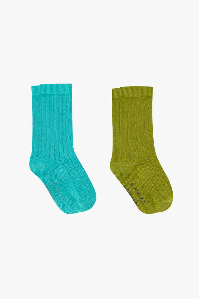 Lot de 2 chaussettes -  Vert et Bleu - Image principale