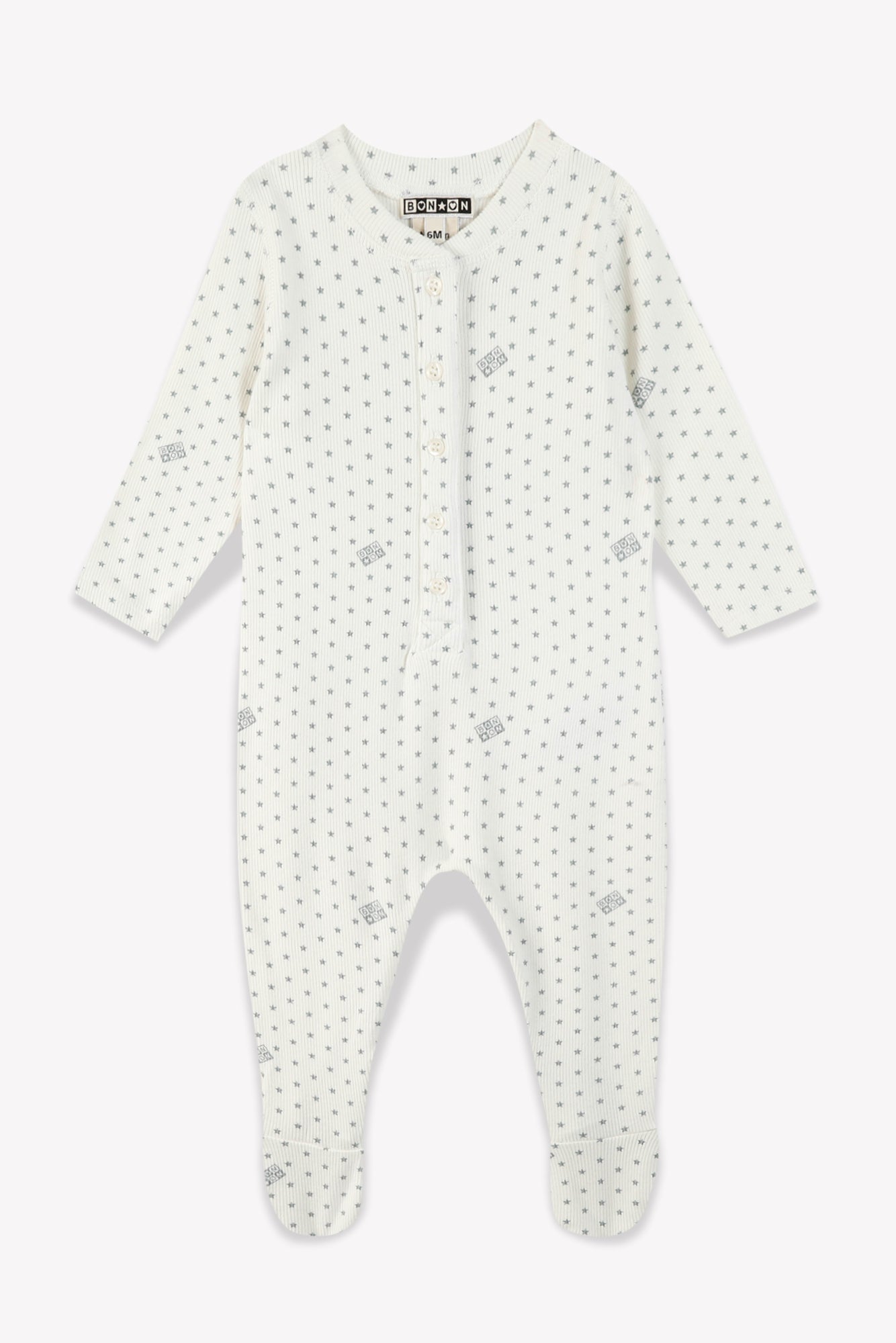 Pajamas - Baby cotton semi -stars ribbed